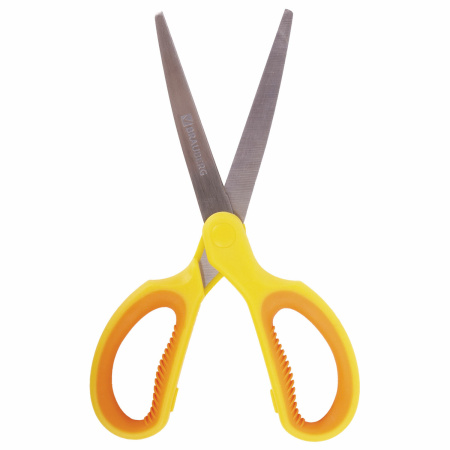 Ножницы BRAUBERG "Original", 185 мм, оранжево-желтые, ребристые резиновые вставки, 236451 - Ножницы универсальные