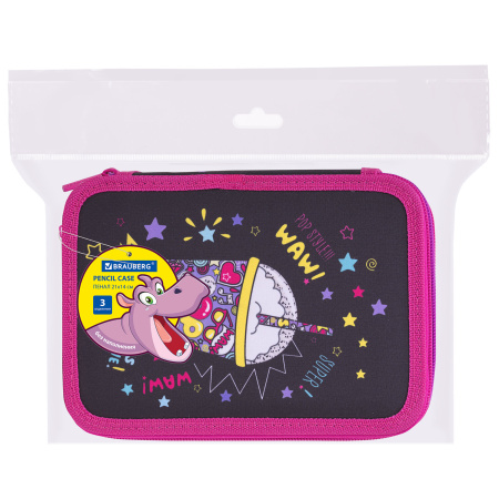 Пенал BRAUBERG, 3 отделения, полиэстер, 21х14 см, "Pop Style", 271550 - Пеналы каркасные