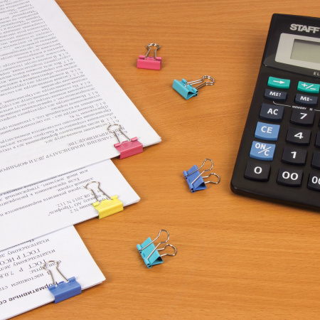 Зажимы для бумаг STAFF "Profit", КОМПЛЕКТ 12 шт., 19 мм, на 60 листов, цветные, картонная коробка, 225156 - Зажимы для бумаг