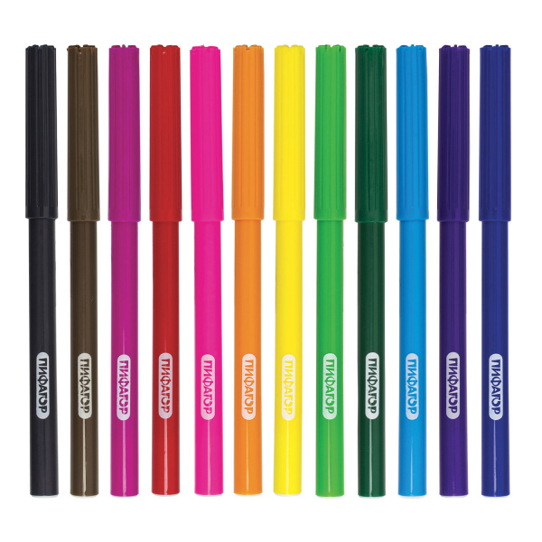 Фломастеры ПИФАГОР "Веселая такса", 12 цветов, вентилируемый колпачок, 151397 - Фломастеры классические