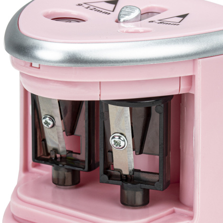 Точилка электрическая BRAUBERG DUAL (для 2 диаметров карандашей!), 4 батарейки АА, розовая, 270579 - Точилки электрические