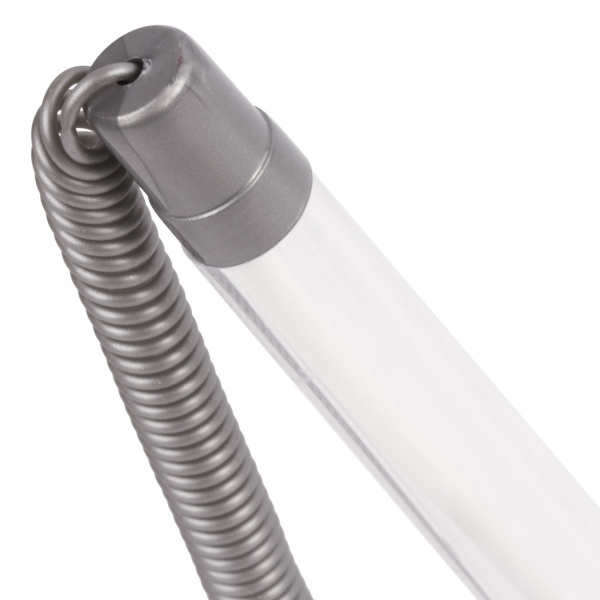 Ручка шариковая настольная BRAUBERG "Стенд-Пен", СИНЯЯ, пружинка, корпус серебристый, линия письма 0,5 мм, 142164 - Ручки шариковые на подставке