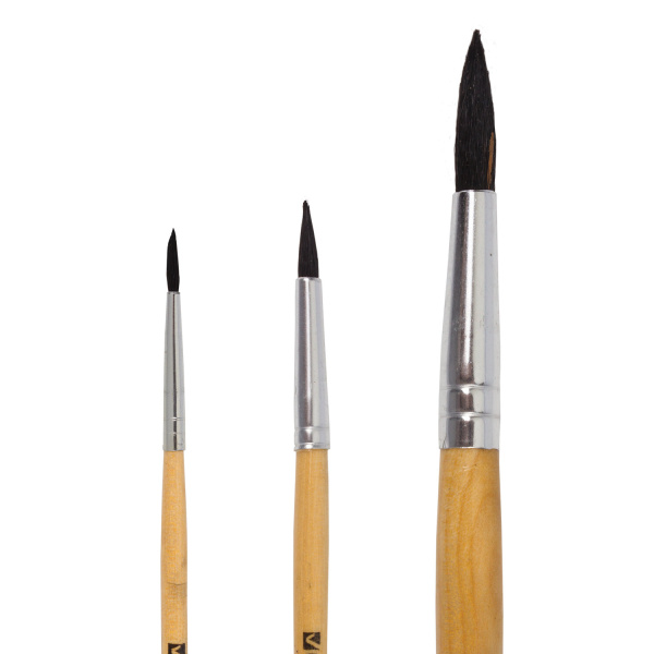 Кисти BRAUBERG, набор 3 шт. (белка, круглые № 2, 4, 6), блистер, 200216 - Кисти для рисования