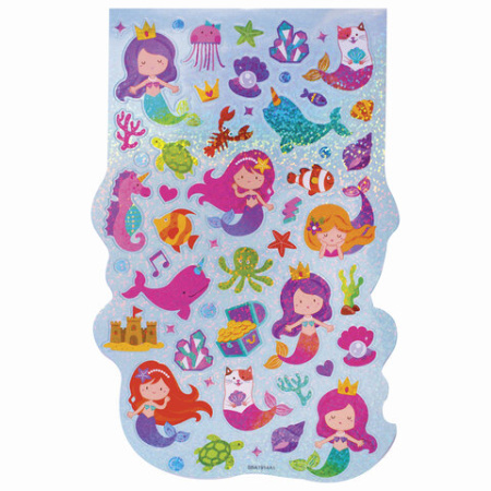 Альбом со сверкающими наклейками "Русалки", 4 листа, более 250 шт., склейка, ЮНЛАНДИЯ, 662697 - Альбомы и папки для рисования