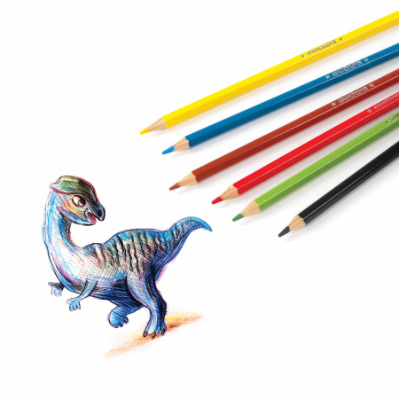 Карандаши цветные мягкие ЮНЛАНДИЯ "ЗАБАВНЫЕ КАРТИНКИ", 12 цветов, классические, заточенные, 181643 - Карандаши цветные