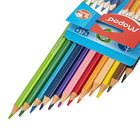 Карандаши цветные MAPED "COLOR PEP'S Strong", набор 12 цветов, грифель 3,2 мм, пластиковый корпус, 862712 - Карандаши цветные