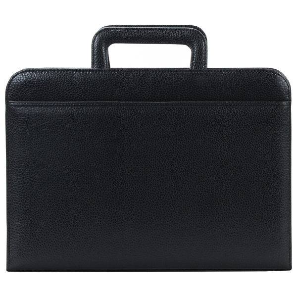 Папка из натуральной кожи на молнии, с выдвижными ручками, 385х280х50, черная, 8-021 - Папки из кожи