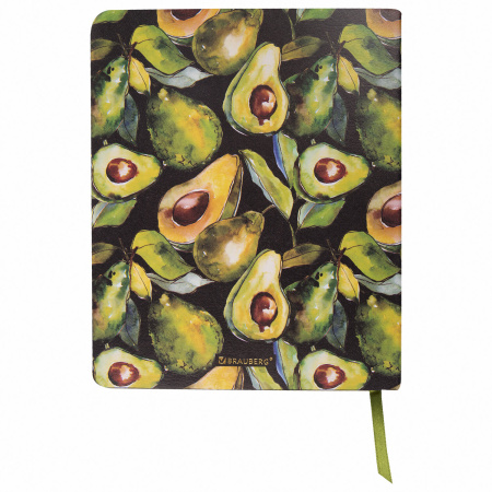 Тетрадь А5 (168х208 мм), 80 л., сшивка, клетка, под кожу, бумага 70 г/м2, фольга, BRAUBERG VISTA, "Avocado", 403919 - Тетради более 60 листов