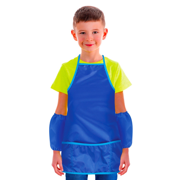 Фартук с нарукавниками для уроков труда ПИФАГОР, 3 кармана, стандарт, 44х55 см, синий, 228361 - Аксессуары для рисования