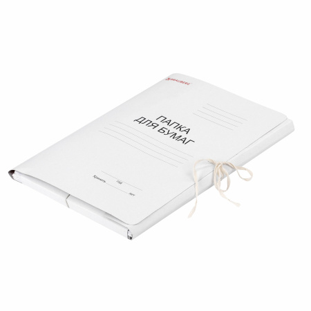Папка для бумаг с завязками картонная мелованная BRAUBERG, гарантированная плотность 320 г/м2, до 200 листов, 121513 - Папки картонные с завязками
