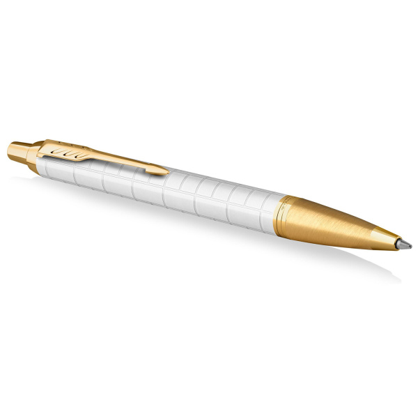 Ручка шариковая PARKER "IM Premium Pearl GT", жемчужный лак, позолота, синяя, 2143643 - Ручки шариковые подарочные