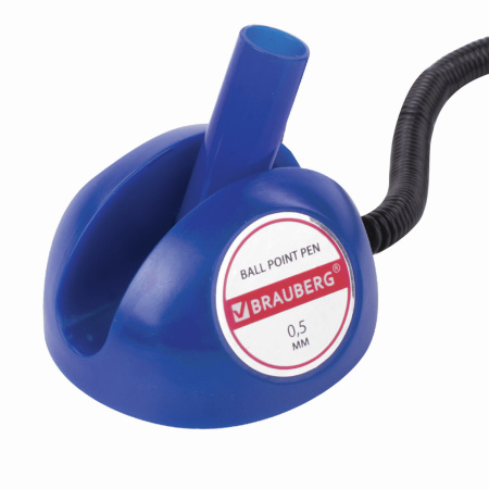 Ручка шариковая настольная BRAUBERG "Counter Pen", СИНЯЯ, пружинка, корпус синий, 0,5 мм, 143259 - Ручки шариковые на подставке