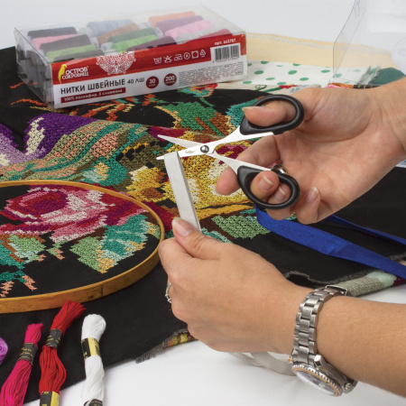 Ножницы для хобби и рукоделия ОСТРОВ СОКРОВИЩ 105 мм, классической формы, черные, 237103 - Ножницы для хобби и рукоделия