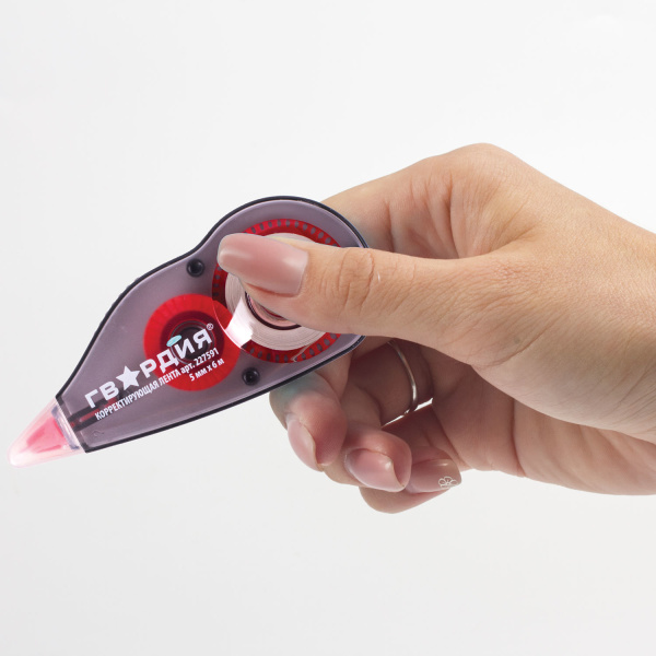 Корректирующая лента ГВАРДИЯ 5 мм х 6 м, корпус тонированный, механизм перемотки, блистер, 227591 - Корректирующие ленты