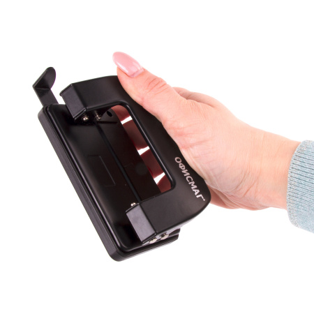 Дырокол металлический ОФИСМАГ, до 10 листов, черный, 229692 - Дыроколы настольные