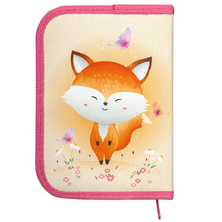 Пенал ПИФАГОР, 1 отделение, 1 откидная планка, полиэстер, 19х13 см, "Smiling fox", 271014 - Пеналы каркасные