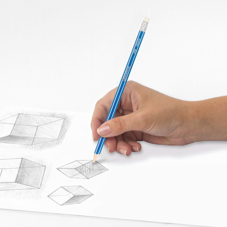 Карандаши чернографитные BRAUBERG НАБОР 12 шт., "ZTX", HB, с резинкой, синий корпус, картонная упаковка, 180672 - Карандаши чернографитные