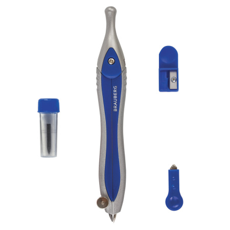 Готовальня BRAUBERG "Extra", 4 предмета (циркуль 125 мм, точилка, отвёртка, грифель), 210686 - Циркули и готовальни