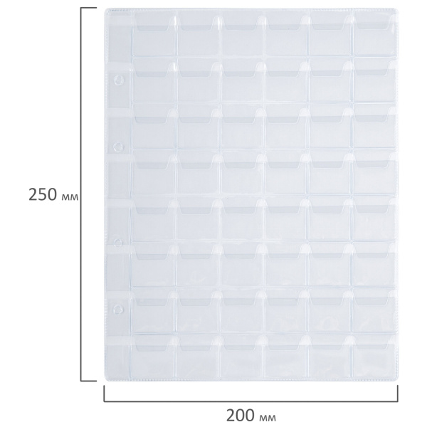 Листы-вкладыши для альбома "OPTIMA" на 48 монет d до 25 мм, КОМПЛЕКТ 10 шт., 200х250 мм, ПВХ, STAFF, 238086 - Листы-вкладыши для монет и купюр