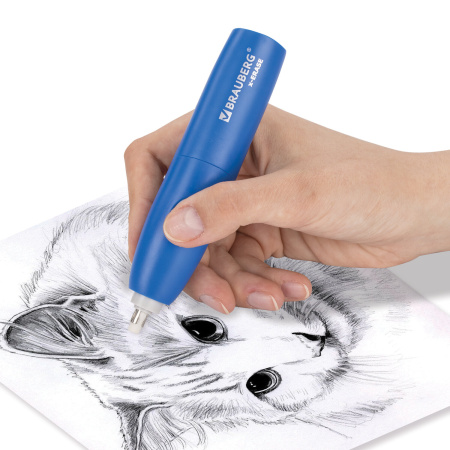 Ластик электрический BRAUBERG "X-ERASE", питание от 2 батареек ААА, + 16 сменных ластиков, 229608 - Ластики электрические