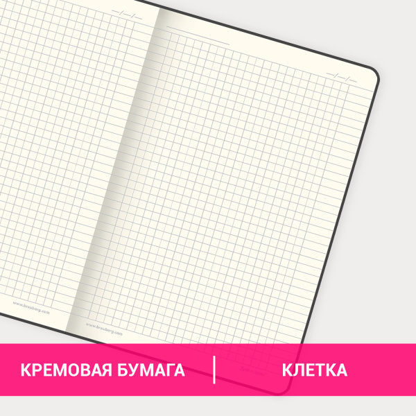 Блокнот А5 (148x218 мм), BRAUBERG "Metropolis Special", под кожу, 80 л., резинка, клетка, графитовый, 113335 - Бизнес-блокноты и бизнес-тетради