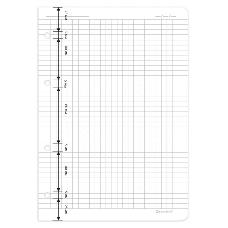 Сменный блок для тетради на кольцах А5 120 л., BRAUBERG, ПОВЫШЕННОЙ ПЛОТНОСТИ, белый, 403638 - Тетради на кольцах и сменные блоки к ним