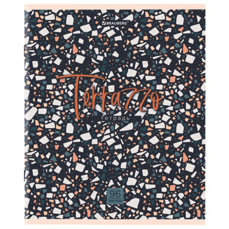 Тетрадь А5 96 л. BRAUBERG скоба, клетка, обложка картон, "Terrazzo" (микс в спайке), 404437 - Тетради более 60 листов