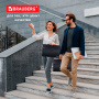 Папка-портфель пластиковая BRAUBERG А4+ (390х260х40 мм), 3 отделения, фактура линейная, черная, 221389 - Портфели пластиковые