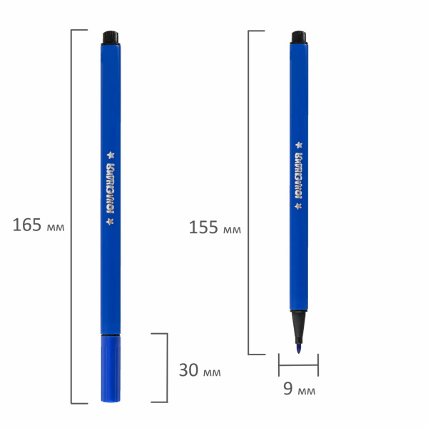 Фломастеры ЮНЛАНДИЯ "ДОМИКИ", 12 цветов, трехгранные, вентилируемый колпачок, картон, 152182 - Фломастеры классические