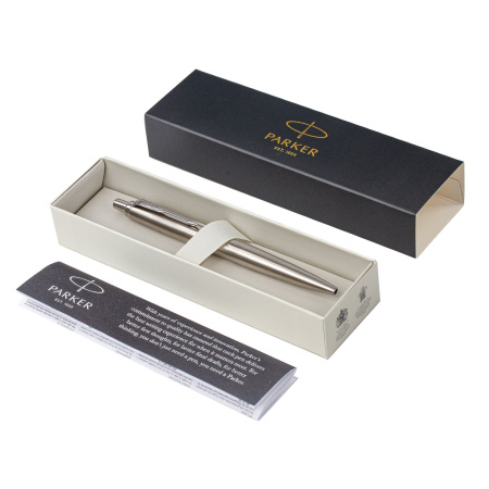 Ручка шариковая PARKER "Jotter XL Monochrome Stainless Steel CT", корпус серебристый, сталь, синяя,2122756 - Ручки шариковые подарочные