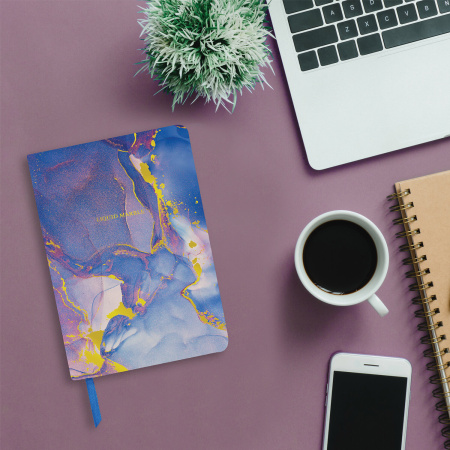 Ежедневник недатированный А5 (138х213 мм), BRAUBERG VISTA, под кожу, твердый, 136 л., "Marble", 112008 - Ежедневники с покрытием "под кожу и ткань"