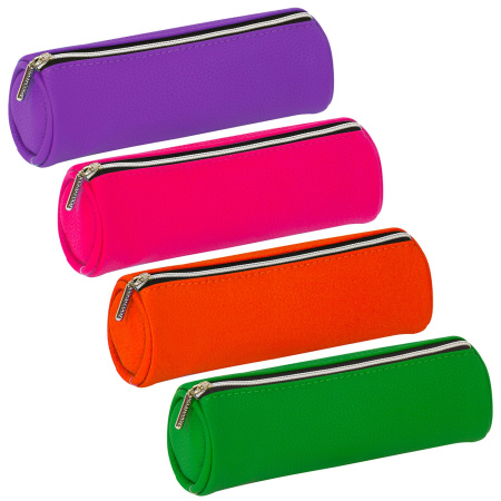 Пенал-косметичка BRAUBERG под фактурную кожу, ассорти 4 цвета, "Экзотика", 20х6х6 см, дисплей, 224041 - Пеналы мягкие