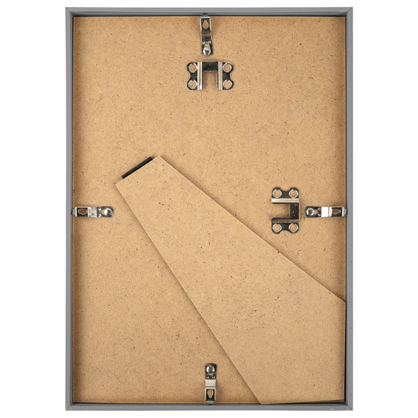 Рамка 21х30 см серебристая, пластик, багет 8 мм, BRAUBERG "Slim", плотный задник с ножкой, акриловый экран, 391316 - Рамки для дипломов, сертификатов, грамот, фотографий