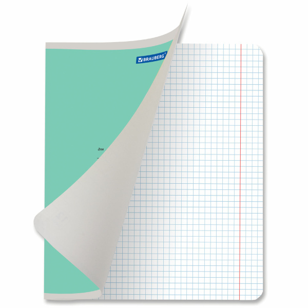 Тетрадь 12 л. BRAUBERG КЛАССИКА NEW клетка, обложка картон, ЗЕЛЕНАЯ, 1 шт, 105684 - Тетради 12-24 листов