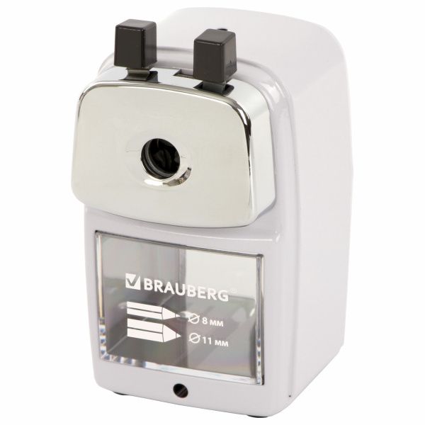 Точилка механическая BRAUBERG "METALLIC-X", для ч/гр и цветных карандашей (в том числе утолщенных), крепление, металлический корпус, 228481 - Точилки механические