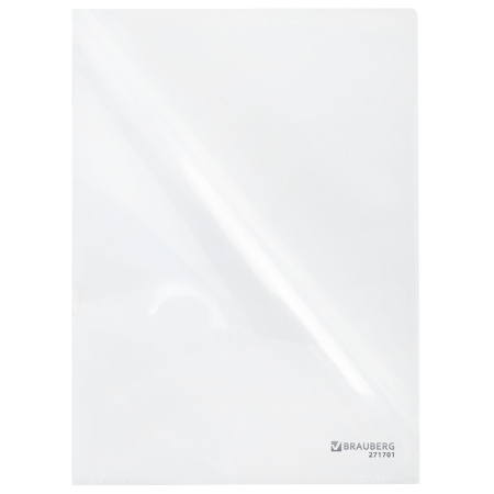 Папка-уголок жесткая А4, прозрачная, 0,15 мм, BRAUBERG EXTRA, 271701 - Папки-уголки пластиковые