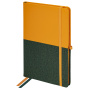 Блокнот А5 (148х218 мм), BRAUBERG "DUO" под кожу с резинкой, 80 л., клетка, оранжевый/зеленый, 113435 - Бизнес-блокноты и бизнес-тетради