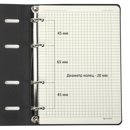 Тетрадь на кольцах А5 (180х220 мм), 80 листов, под кожу, клетка, BRAUBERG VISTA, USA, 112122 - Тетради на кольцах и сменные блоки к ним