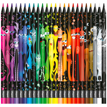 Карандаши цветные MAPED "COLOR PEP'S Black Monster", набор 24 цвета, пластиковый корпус, 862624 - Карандаши цветные