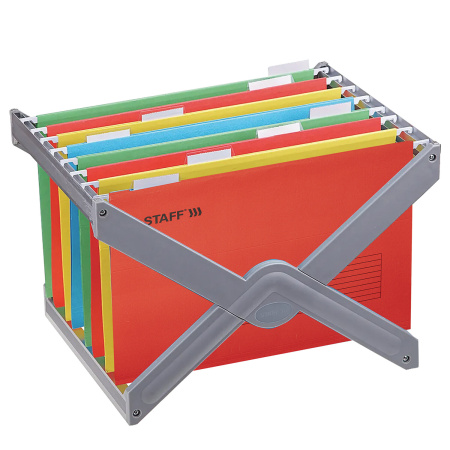 Подвесные папки A4/Foolscap (404х240 мм) до 80 л., КОМПЛЕКТ 10 шт., красные, картон, STAFF, 270936 - Подвесные папки Foolscap