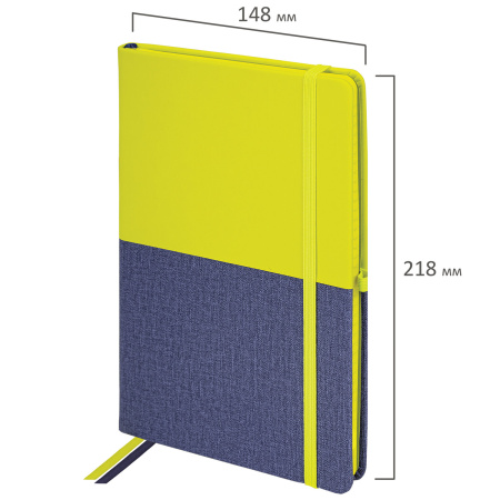 Блокнот А5 (148х218 мм), BRAUBERG "DUO", под кожу с резинкой, 80 л., клетка, зеленый/фиолетовый, 113430 - Бизнес-блокноты и бизнес-тетради