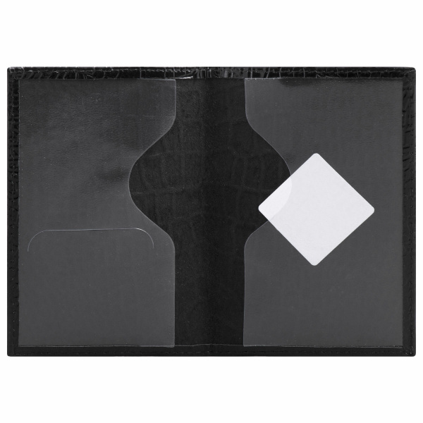 Обложка для паспорта натуральная кожа крокодил, "PASSPORT", черная, BRAUBERG, 237185 - Обложки для паспорта