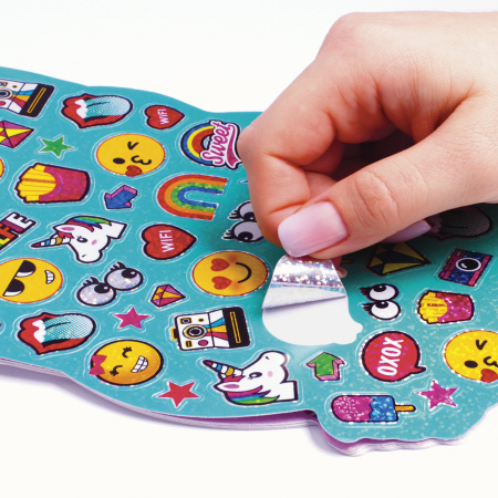 Альбом со сверкающими наклейками "Смайлики", 4 листа, более 250 шт., склейка, ЮНЛАНДИЯ, 662699 - Наклейки