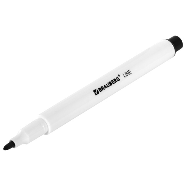 Маркер стираемый для белой доски ЧЕРНЫЙ, BRAUBERG "LINE", 3 мм, с клипом, 152118 - Маркеры для досок