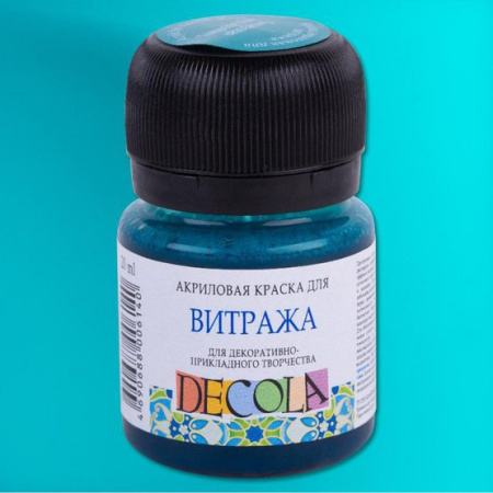 Акриловая краска для витража Бирюзовый цвет № 507 банка 20мл Decola