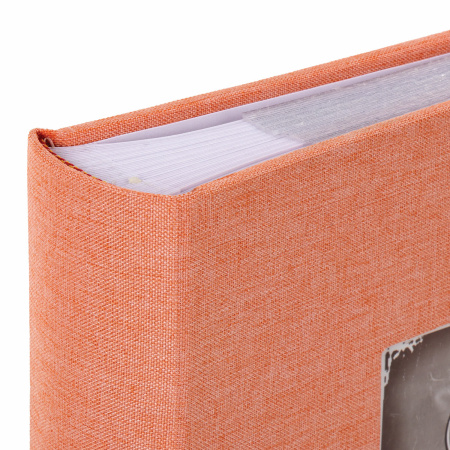 Фотоальбом BRAUBERG "Персик" на 200 фото 10х15 см, ткань, персиковый, 391190 - Фотоальбомы