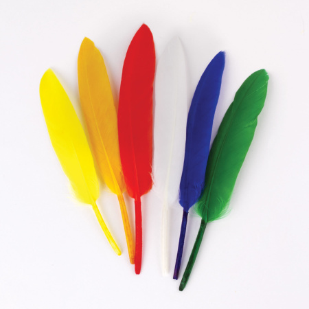 Перья декоративные прямые, 10-15 см, 24 шт., 6 цветов, яркие, ассорти, ОСТРОВ СОКРОВИЩ, 661380 - Перья для творчества