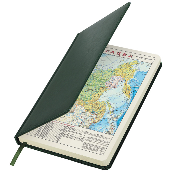 Ежедневник недатированный А5 138х213 мм BRAUBERG "Imperial" под кожу, 160 л., зеленый, 111855 - Ежедневники с покрытием "под кожу и ткань"