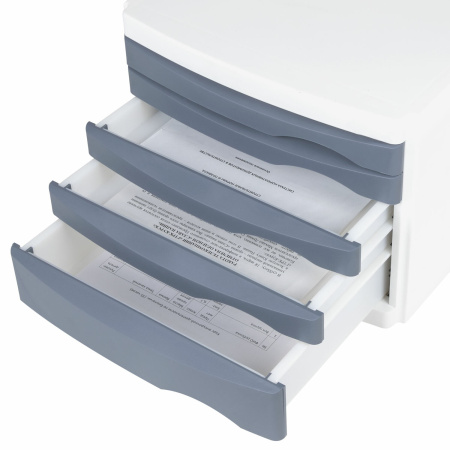 Бокс с 5 выдвижными лотками, корпус светлый, лотки серые, 235х300х355 мм, BRAUBERG "Office-Expert", 238045 - Блоки закрытых лотков для бумаг