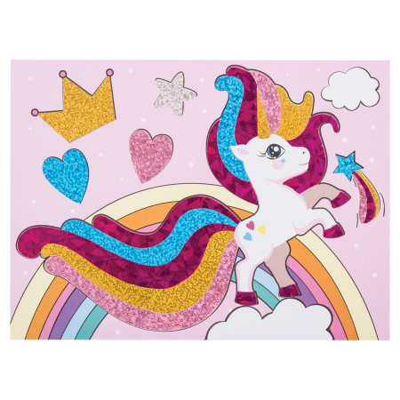 Набор для творчества "Аппликация из фольги", "Пони", самоклеящаяся основа 20х15 см, ЮНЛАНДИЯ, 662384 - Создание аппликаций